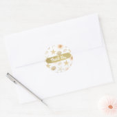 Peach Beach Seashells & Flowers Modern Weddenschap Ronde Sticker (Envelop)