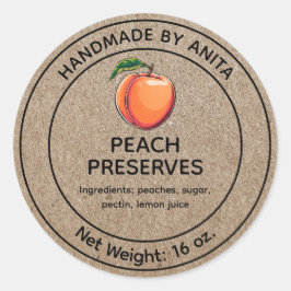 Peach Behoudt Jelly Jam Jar Label Kraft Style