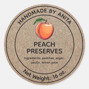 Peach Behoudt Jelly Jam Jar Label Kraft Style