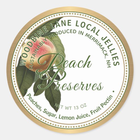  Peach behoudt Metallic Gold Border Ronde Sticker (Voorkant)