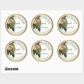  Peach behoudt Metallic Gold Border Ronde Sticker (Vel)