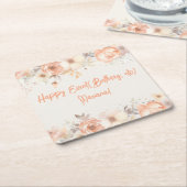 Peach Beige Bloemen Bloemenfeest Kartonnen Onderzetters (Schuin)