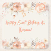 Peach Beige Bloemen Bloemenfeest Kartonnen Onderzetters (Voorkant)