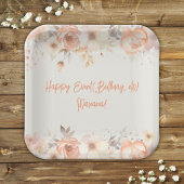 Peach Beige Bloemen Bloemenfeest Papieren Bordje