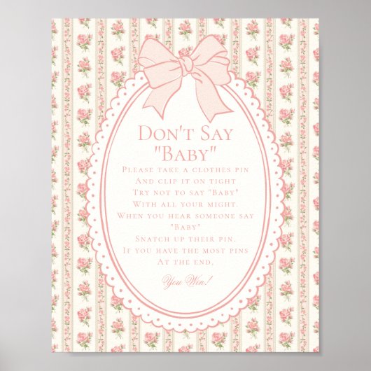 Peach & Beige Fancy Floral Dont Say Baby Game Poster (Voorkant)