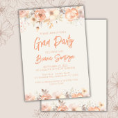 Peach Beige Ivoor Floral Afstuderen Afstudeerder P Kaart