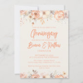 Peach Beige Ivoor Floral Wedding Jubileum Kaart (Voorkant)