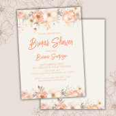Peach Beige Ivory Flowers Vrijgezellenfeest Kaart