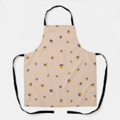Peach Beige Purple Yellow Viola Floral Pattern Schort (Voorkant)