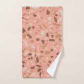 Peach Beige Tan Brown Terrazzo Marble Pattern Bad Handdoek (Handdoek)
