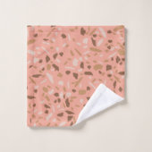 Peach Beige Tan Brown Terrazzo Marble Pattern Bad Handdoek (Wasdoekje)