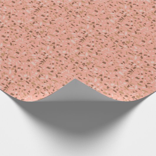 Peach Beige Tan Brown Terrazzo Marble Pattern Cadeaupapier (Hoek)