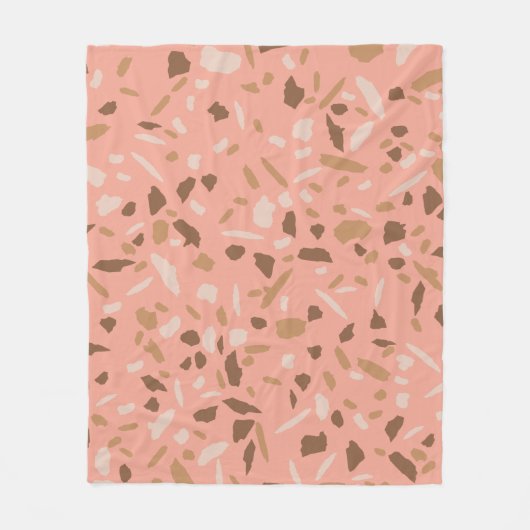 Peach Beige Tan Brown Terrazzo Marble Pattern Fleece Deken (Voorkant)
