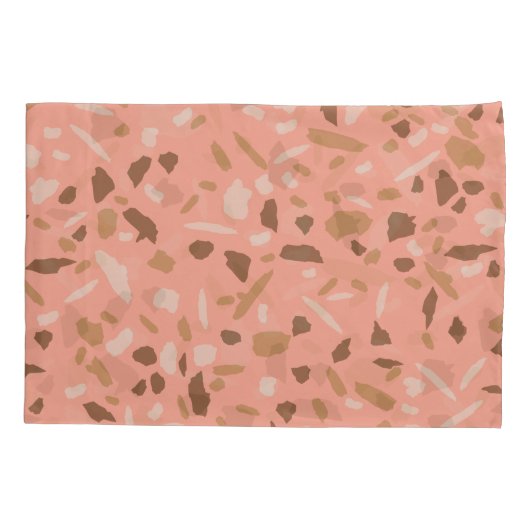 Peach Beige Tan Brown Terrazzo Marble Pattern Kussensloop (Achterkant-Links)