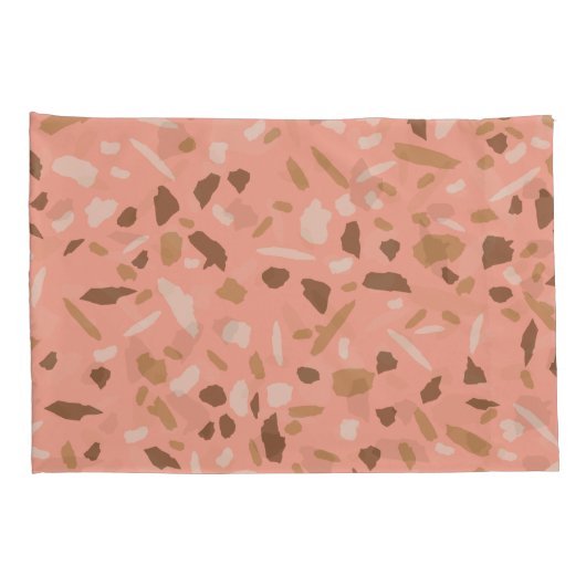 Peach Beige Tan Brown Terrazzo Marble Pattern Kussensloop (Achterkant-Rechts)
