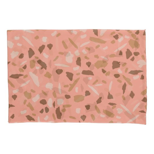 Peach Beige Tan Brown Terrazzo Marble Pattern Kussensloop (Voorkant-Links)