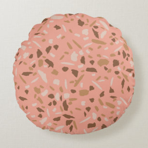 Peach Beige Tan Brown Terrazzo Marble Pattern Rond Kussen