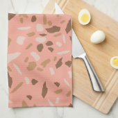 Peach Beige Tan Brown Terrazzo Marble Pattern Theedoek (Quarter Fold)