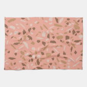 Peach Beige Tan Brown Terrazzo Marble Pattern Theedoek (Horizontaal)