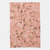 Peach Beige Tan Brown Terrazzo Marble Pattern Theedoek (Verticaal)