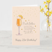Peach Bellini Cocktail 21e Happy Birthday Kaart (Gele Bloem)