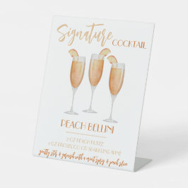 Peach Bellini Signature Cocktail Recipe Reclamebord Met Voetstuk