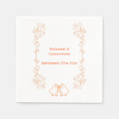 Peach Bells Scrollwork huwelijksreceptie Servet (Voorkant)