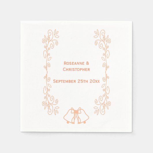 Peach Bells Scrollwork huwelijksreceptie Servet (Voorkant)