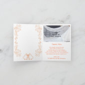 Peach Bells Scrollwork Ontwerp Wedding Bedankkaart (Binnen)