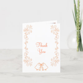 Peach Bells Scrollwork Ontwerp Wedding Bedankkaart