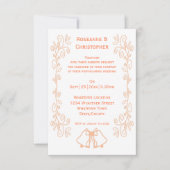 Peach Bells Scrollwork Ontwerp Wedding Kaart (Voorkant)