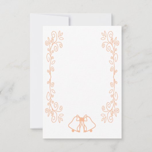 Peach Bells Scrollwork Ontwerp Wedding Kaart (Achterkant)
