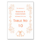 Peach Bells Scrollwork Ontwerp Wedding Kaart (Voorkant)