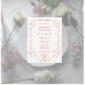 Peach Bells Scrollwork Ontwerp Wedding Menu