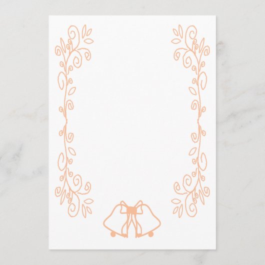 Peach Bells Scrollwork Ontwerp Wedding Menu (Achterkant)