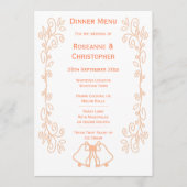 Peach Bells Scrollwork Ontwerp Wedding Menu (Voorkant)