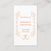 Peach Bells Scrollwork Ontwerp Wedding Plaatskaartje (Achterkant)