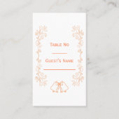 Peach Bells Scrollwork Ontwerp Wedding Plaatskaartje (Voorkant)