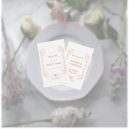 Peach Bells Scrollwork Ontwerp Wedding Plaatskaartje