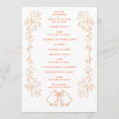 Peach Bells Scrollwork Ontwerp Wedding Programmakaart (Achterkant)