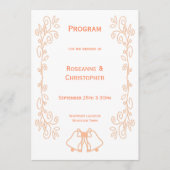 Peach Bells Scrollwork Ontwerp Wedding Programmakaart (Voorkant)