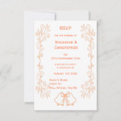 Peach Bells Scrollwork Ontwerp Wedding RSVP Kaartje (Voorkant)