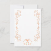 Peach Bells Scrollwork Ontwerp Wedding RSVP Kaartje (Achterkant)