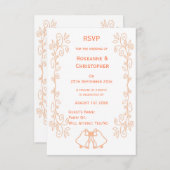 Peach Bells Scrollwork Ontwerp Wedding RSVP Kaartje (Voorkant / Achterkant)