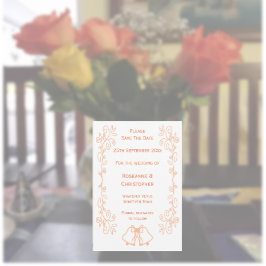 Peach Bells Scrollwork Ontwerp Wedding Save The Date