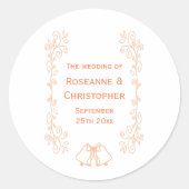 Peach Bells Scrollwork Wedding Design Ronde Sticker (Voorkant)