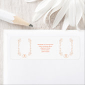 Peach Bells Scrollwork Wedding Retouradres Etiket (Insitu)