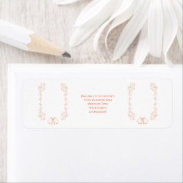 Peach Bells Scrollwork Wedding Retouradres Etiket