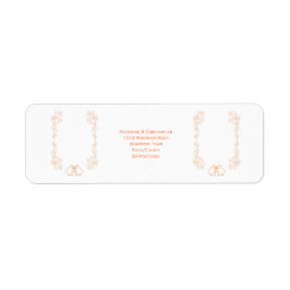 Peach Bells Scrollwork Wedding Retouradres Etiket