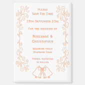 Peach Bells Scrollwork Wedding Sla de datum op Magneet (Voorkant)